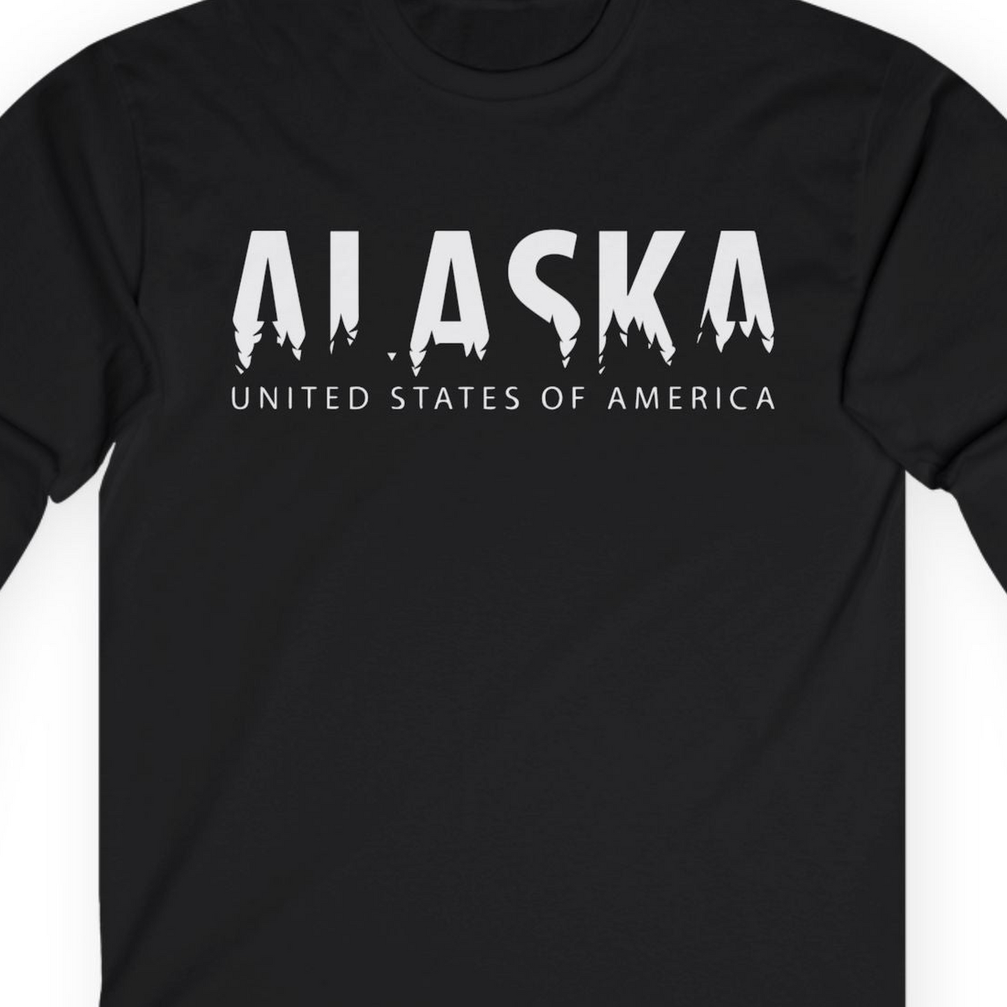 Alaska United States Typography Shirt T-Shirt – Black – Alaska Cruise Shirts Close Up