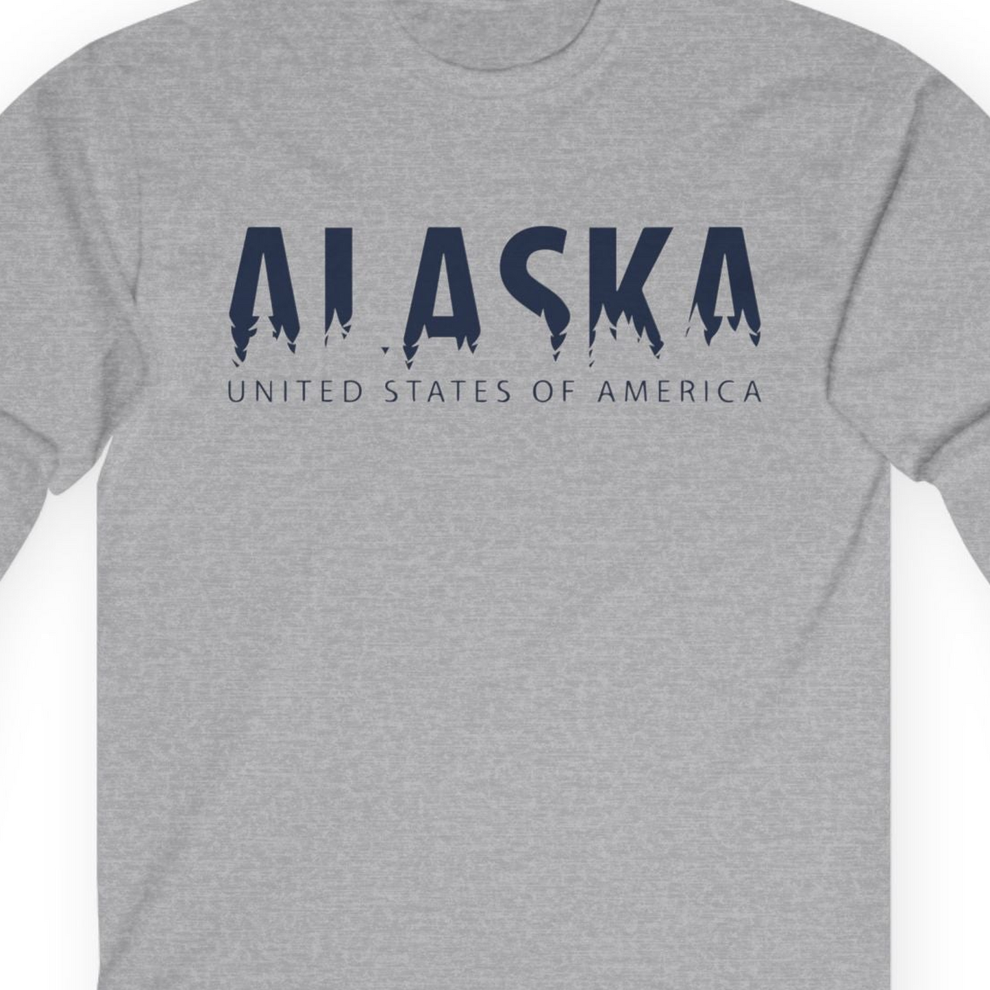 Alaska United States Typography Shirt T-Shirt – Sport Grey – Alaska Cruise Shirts Close Up