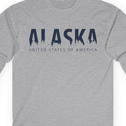Alaska United States Typography Shirt T-Shirt – Sport Grey – Alaska Cruise Shirts Close Up