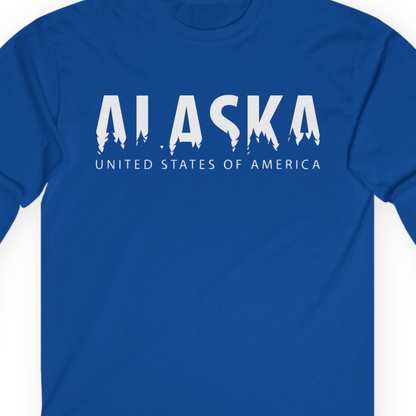 Alaska United States Typography Shirt T-Shirt – Royal – Alaska Cruise Shirts Close Up