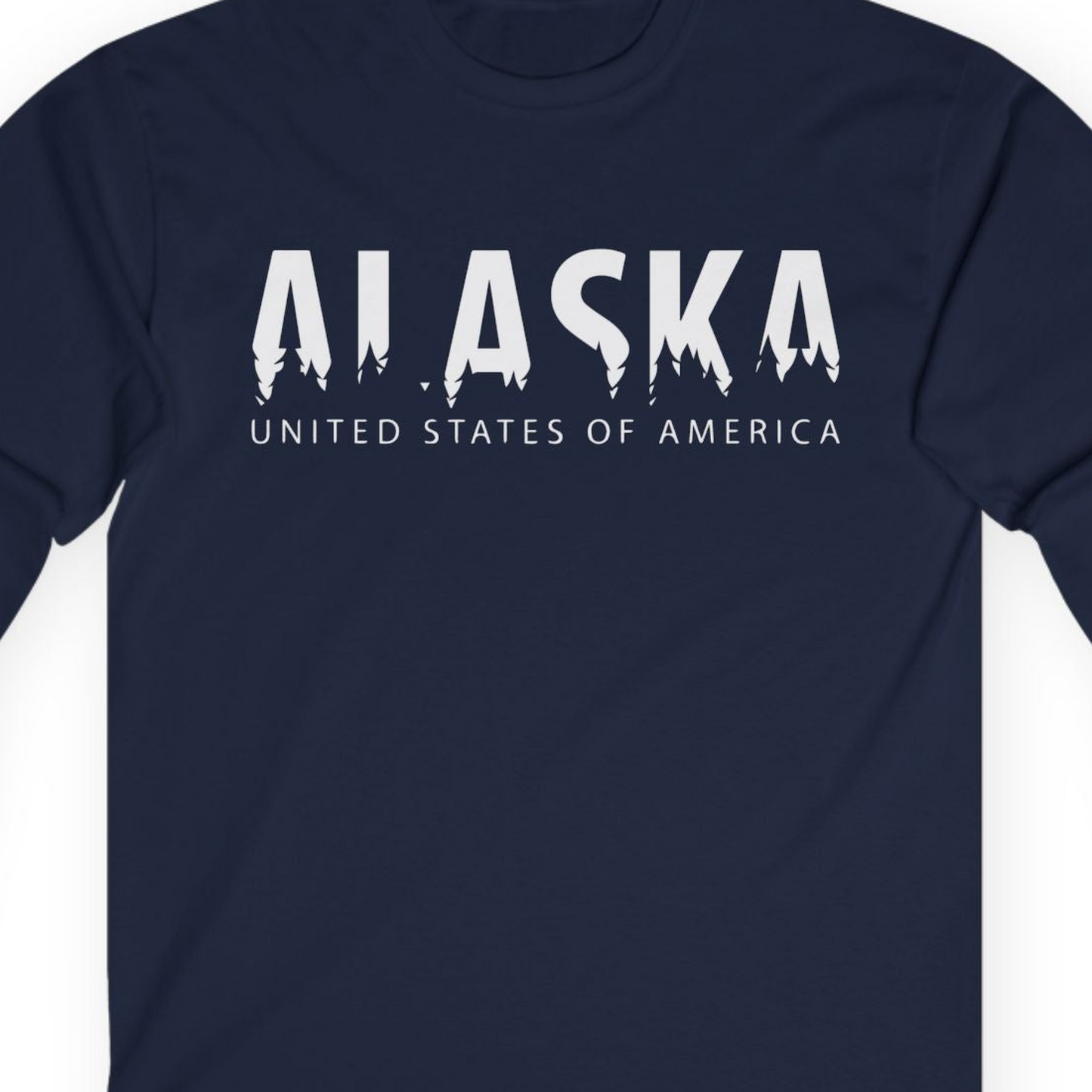 Alaska United States Typography Shirt T-Shirt – Navy – Alaska Cruise Shirts Close Up