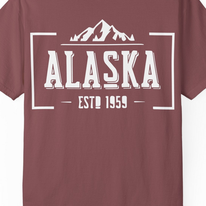 Alaska Mountain Vintage Shirt T-Shirt – Brick – Alaska Cruise Shirts Close Up