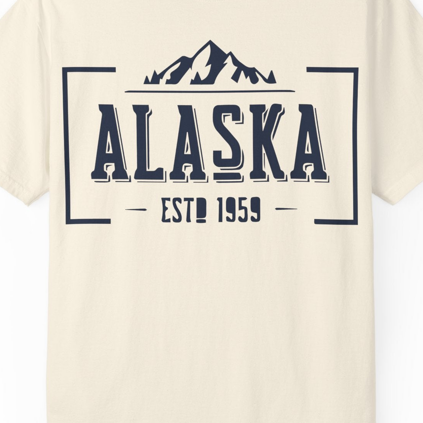 Alaska Mountain Vintage Shirt T-Shirt – Ivory – Alaska Cruise Shirts Close Up