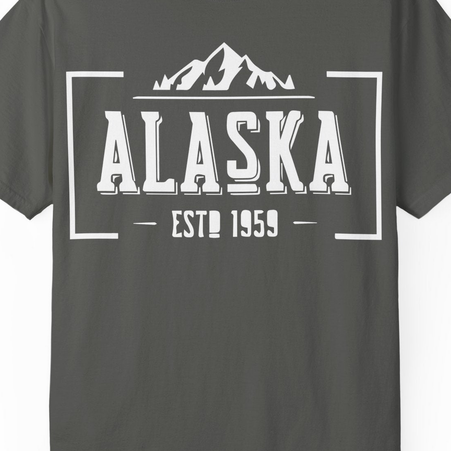 Alaska Mountain Vintage Shirt T-Shirt – Pepper – Alaska Cruise Shirts Close Up