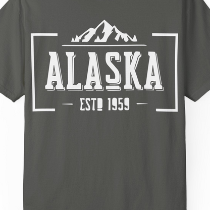 Alaska Mountain Vintage Shirt T-Shirt – Pepper – Alaska Cruise Shirts Close Up