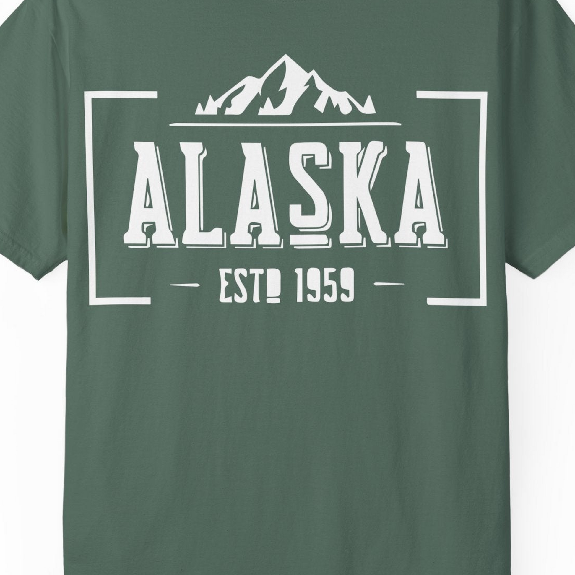 Alaska Mountain Vintage Shirt T-Shirt – Blue Spruce – Alaska Cruise Shirts Close Up