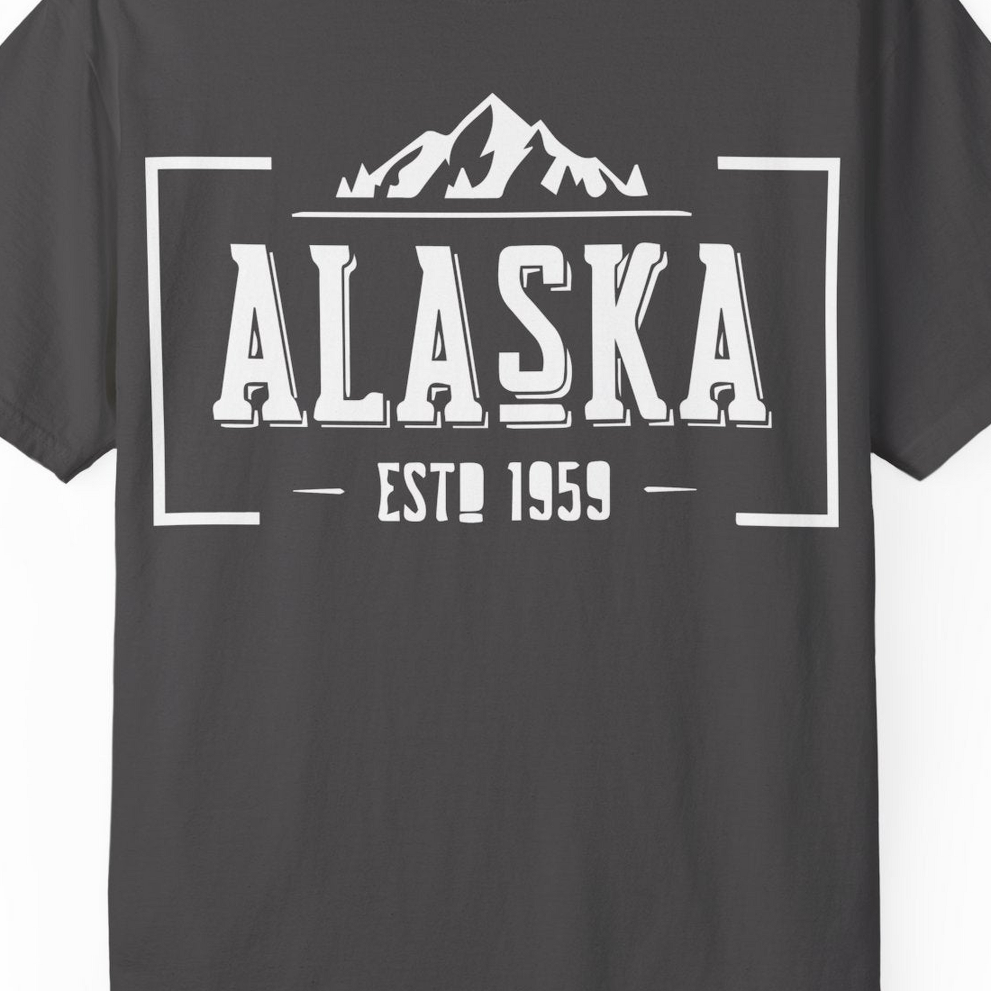 Alaska Mountain Vintage Shirt T-Shirt – Graphite – Alaska Cruise Shirts Close Up