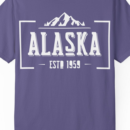 Alaska Mountain Vintage Shirt T-Shirt – Grape – Alaska Cruise Shirts Close Up