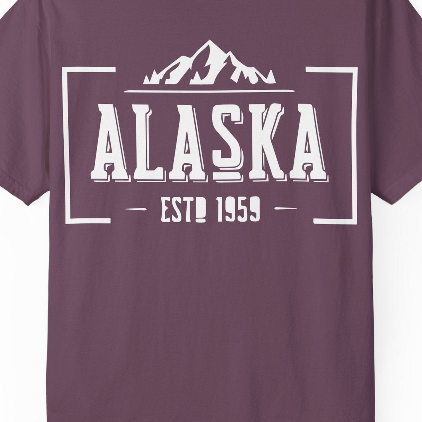 Alaska Mountain Vintage Shirt T-Shirt – Berry – Alaska Cruise Shirts Close Up