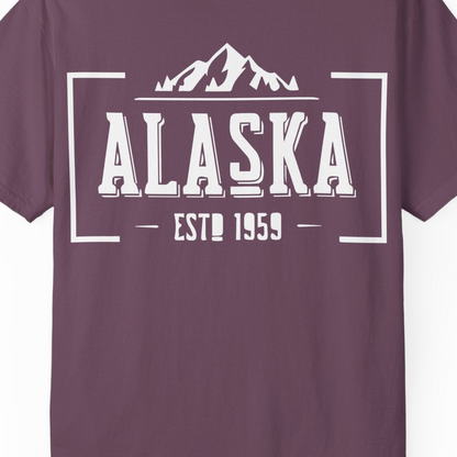 Alaska Mountain Vintage Shirt T-Shirt – Berry – Alaska Cruise Shirts Close Up