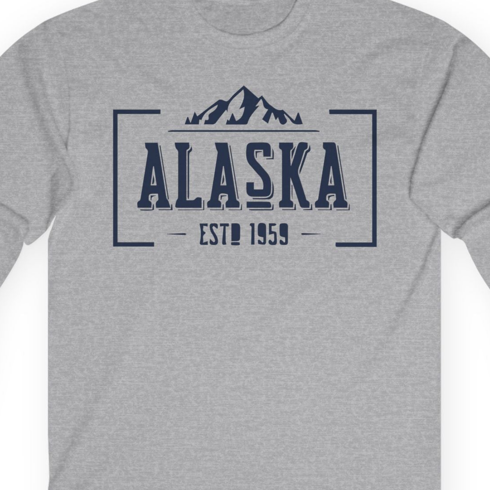 Alaska Mountain Vintage Shirt T-Shirt – Sport Grey – Alaska Cruise Shirts Close Up
