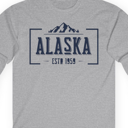 Alaska Mountain Vintage Shirt T-Shirt – Sport Grey – Alaska Cruise Shirts Close Up