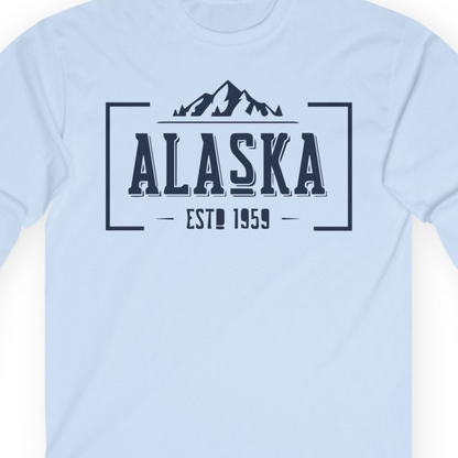 Alaska Mountain Vintage Shirt T-Shirt – Light Blue – Alaska Cruise Shirts Close Up