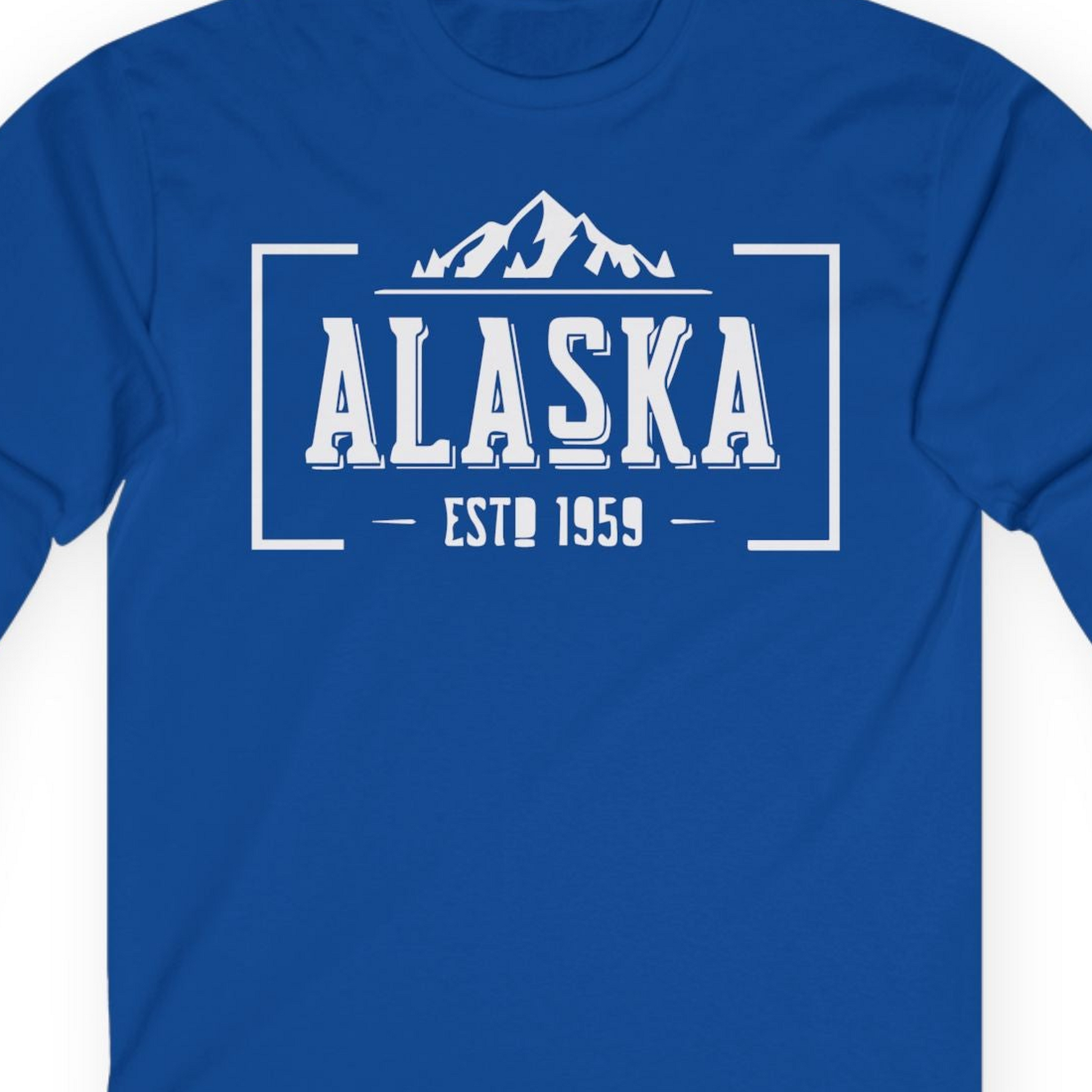 Alaska Mountain Vintage Shirt T-Shirt – Royal – Alaska Cruise Shirts Close Up
