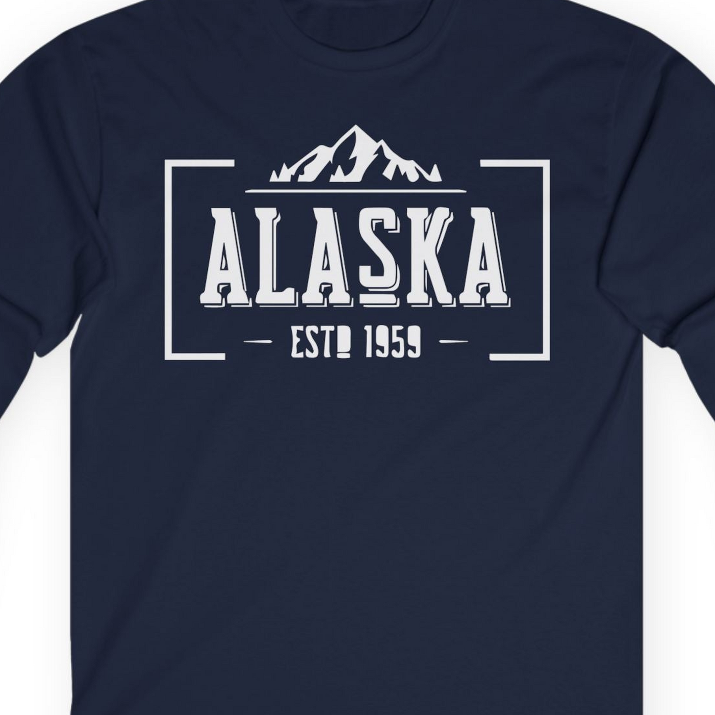 Alaska Mountain Vintage Shirt T-Shirt – Navy – Alaska Cruise Shirts Close Up