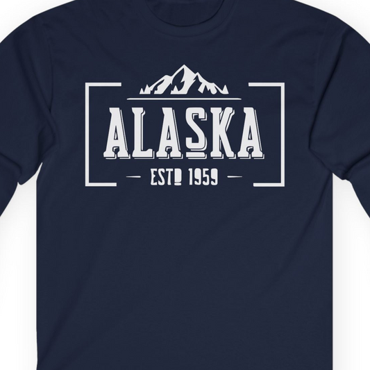 Alaska Mountain Vintage Shirt T-Shirt – Navy – Alaska Cruise Shirts Close Up