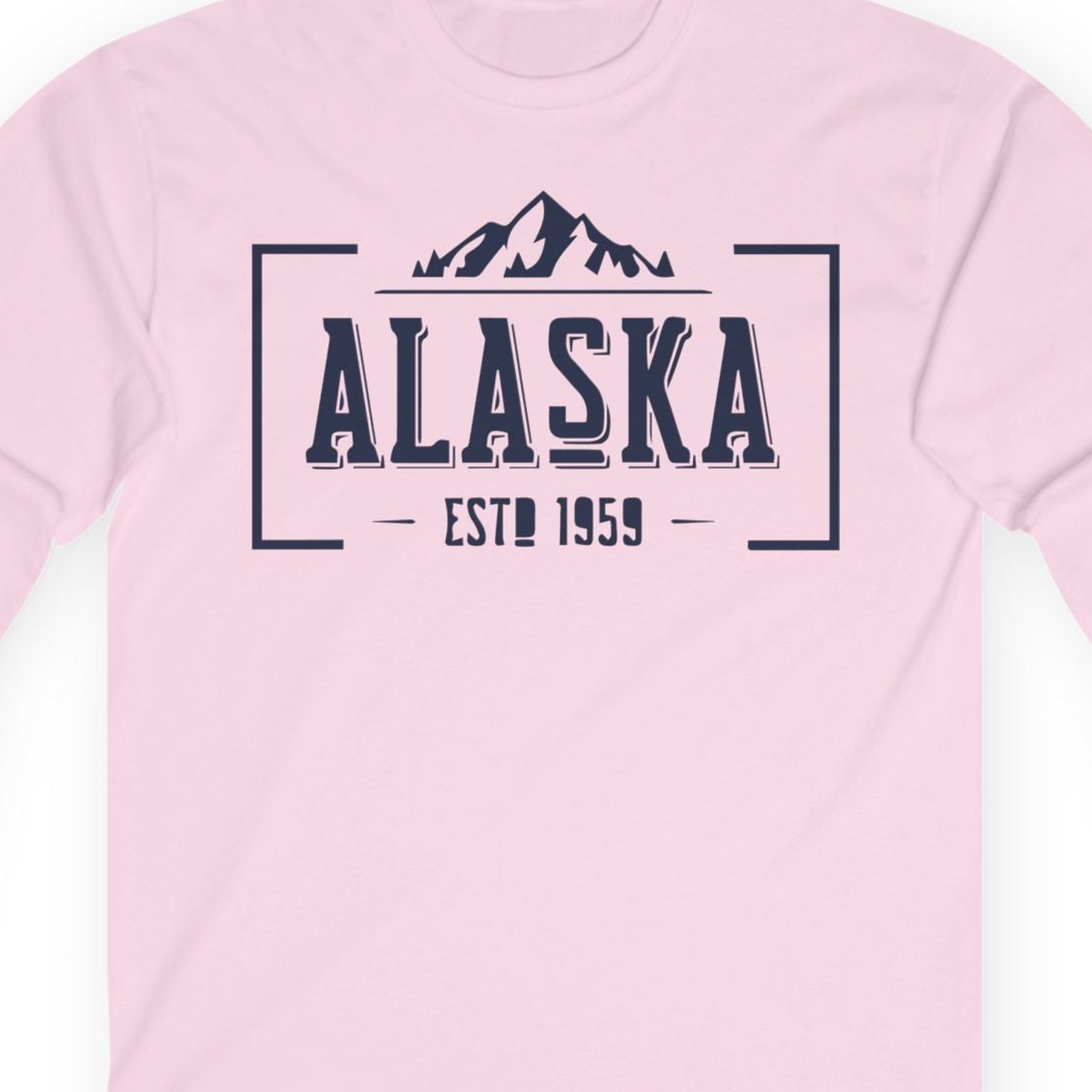 Alaska Mountain Vintage Shirt T-Shirt – Light Pink – Alaska Cruise Shirts Close Up