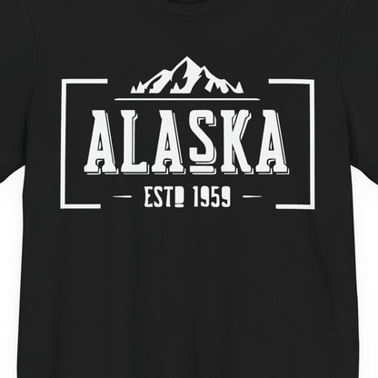 Alaska Mountain Vintage Shirt T-Shirt – Black – Alaska Cruise Shirts Close Up