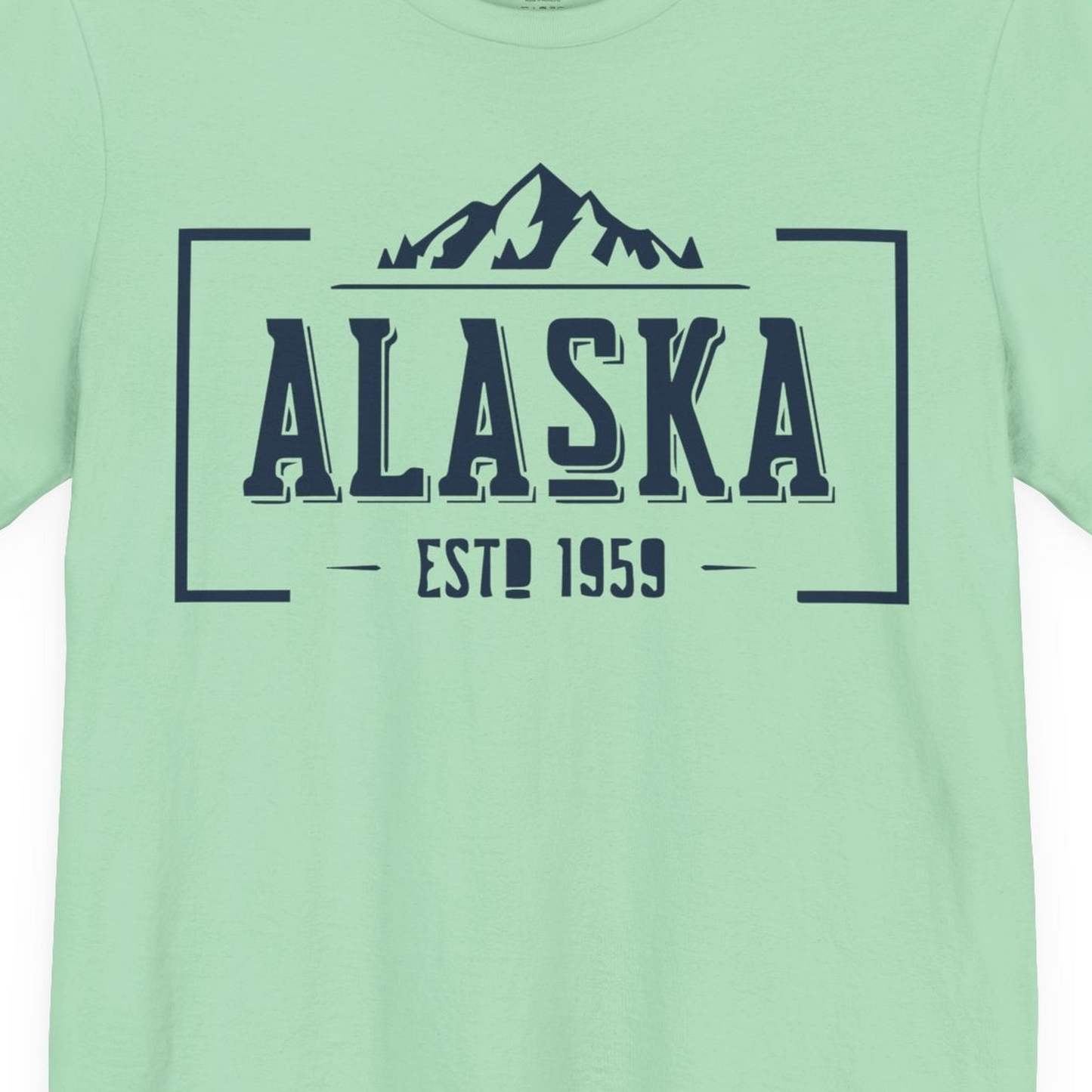 Alaska Mountain Vintage Shirt T-Shirt – Mint – Alaska Cruise Shirts Close Up