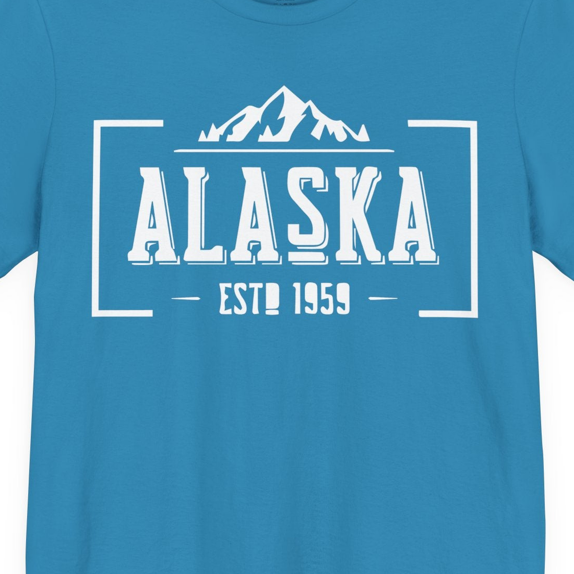 Alaska Mountain Vintage Shirt T-Shirt – Aqua – Alaska Cruise Shirts Close Up