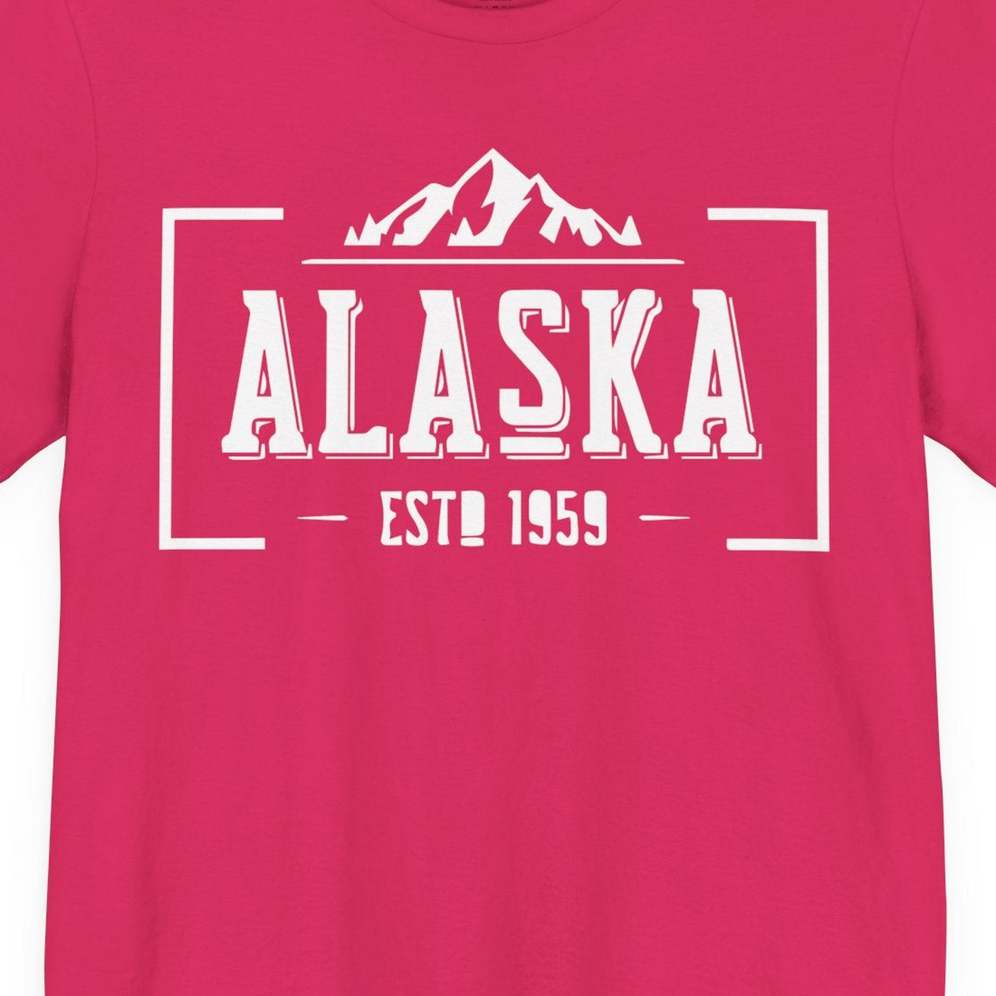 Alaska Mountain Vintage Shirt T-Shirt – Fuchsia – Alaska Cruise Shirts Close Up