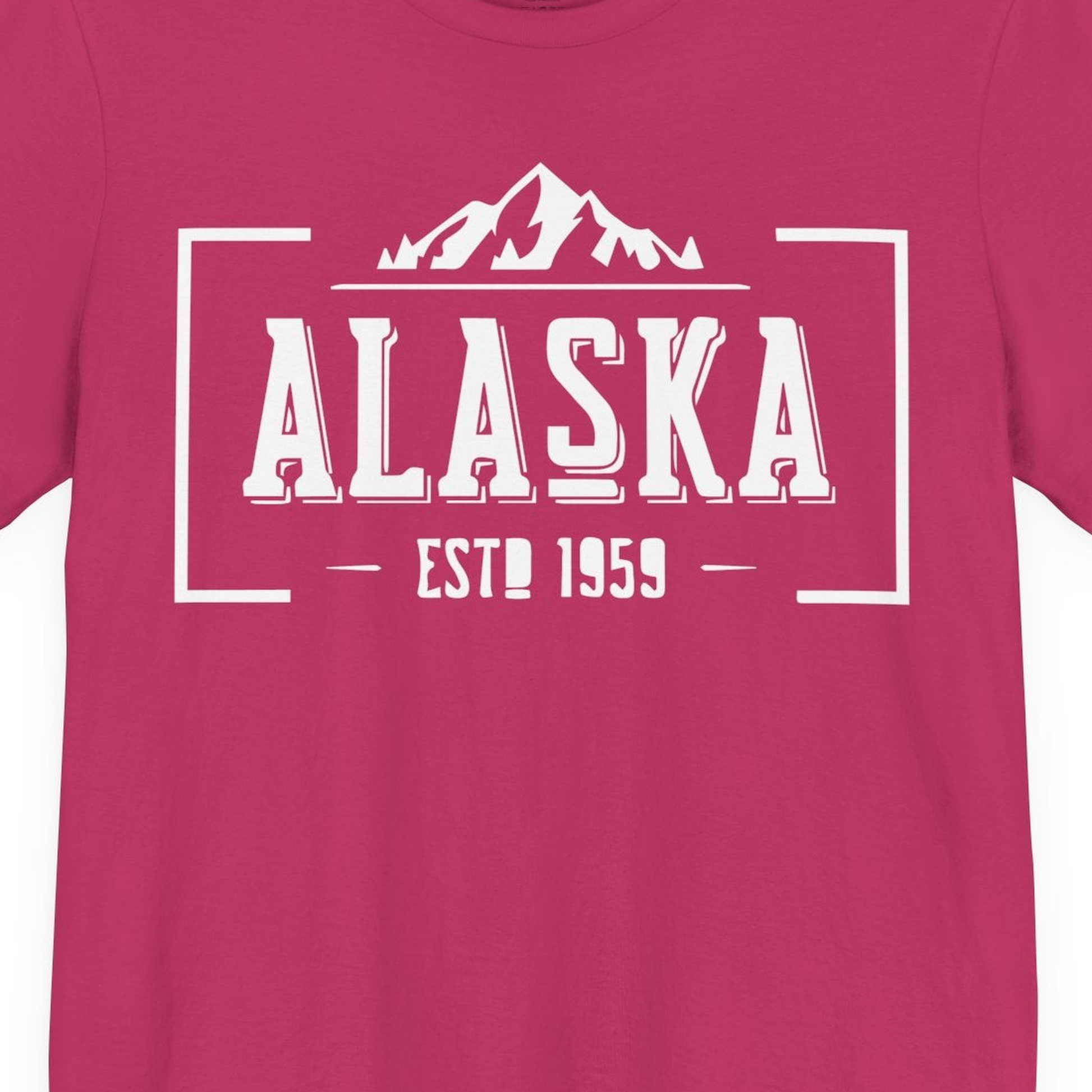 Alaska Mountain Vintage Shirt T-Shirt – Berry – Alaska Cruise Shirts Close Up