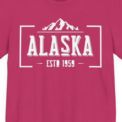 Alaska Mountain Vintage Shirt T-Shirt – Berry – Alaska Cruise Shirts Close Up