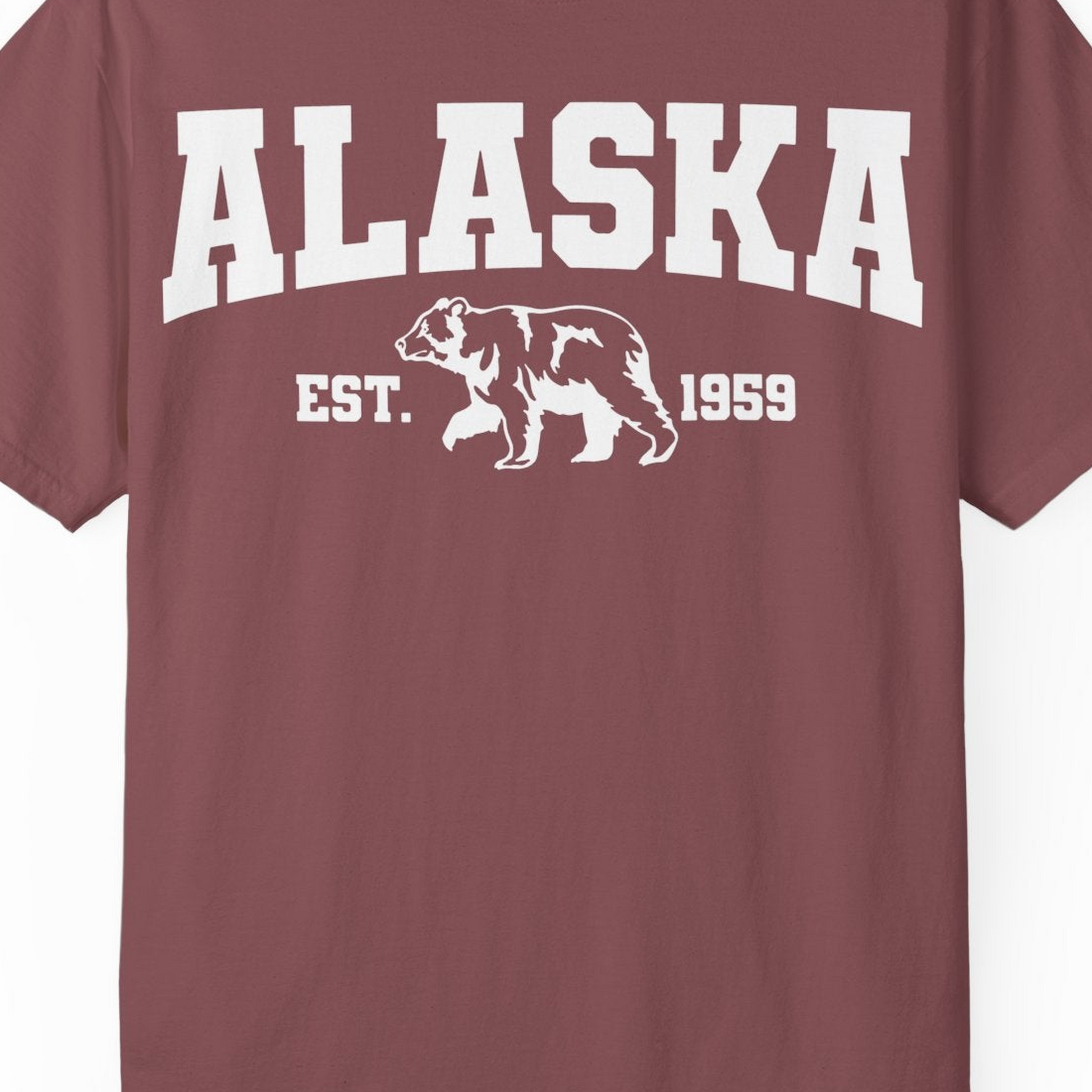 Vintage Alaska Bear Shirt T-Shirt – Brick – Alaska Cruise Shirts Close Up