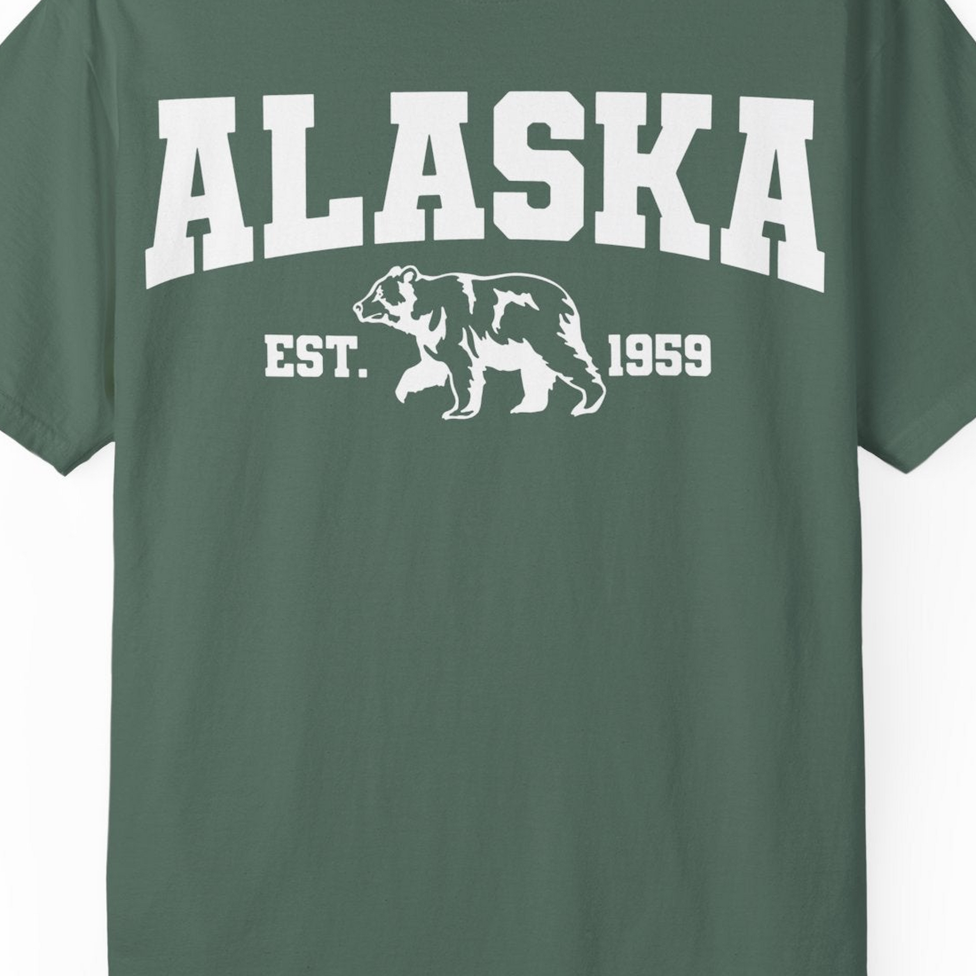 Vintage Alaska Bear Shirt T-Shirt – Blue Spruce – Alaska Cruise Shirts Close Up