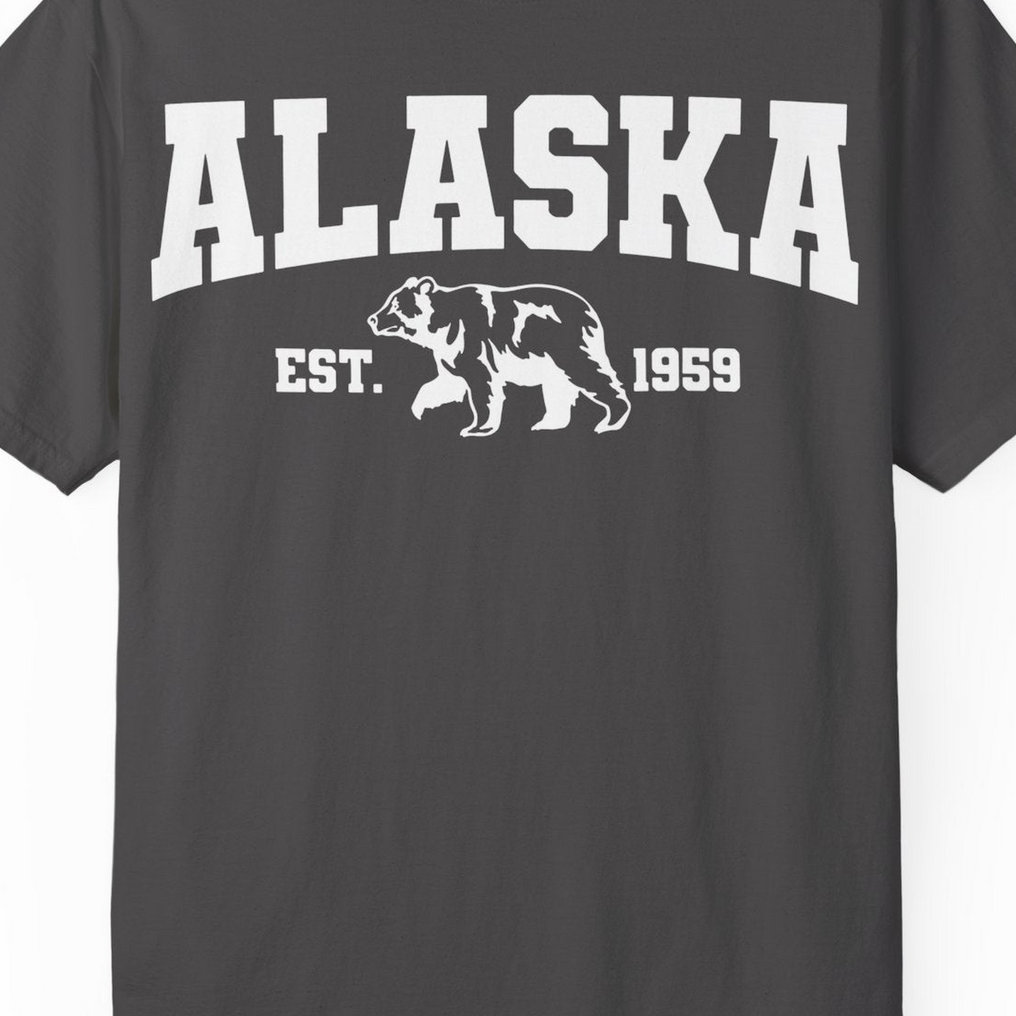 Vintage Alaska Bear Shirt T-Shirt – Graphite – Alaska Cruise Shirts Close Up