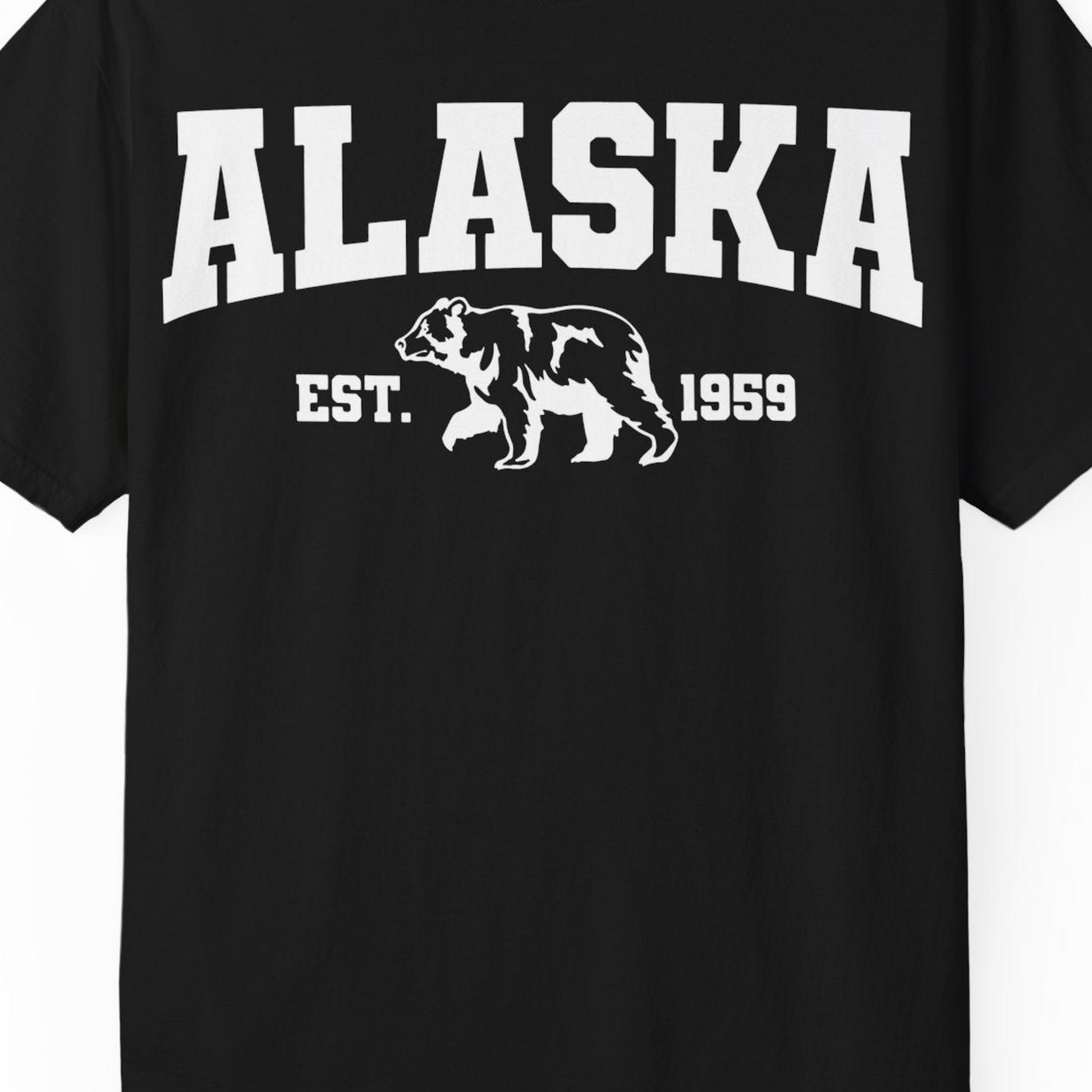Vintage Alaska Bear Shirt T-Shirt – Black – Alaska Cruise Shirts Close Up