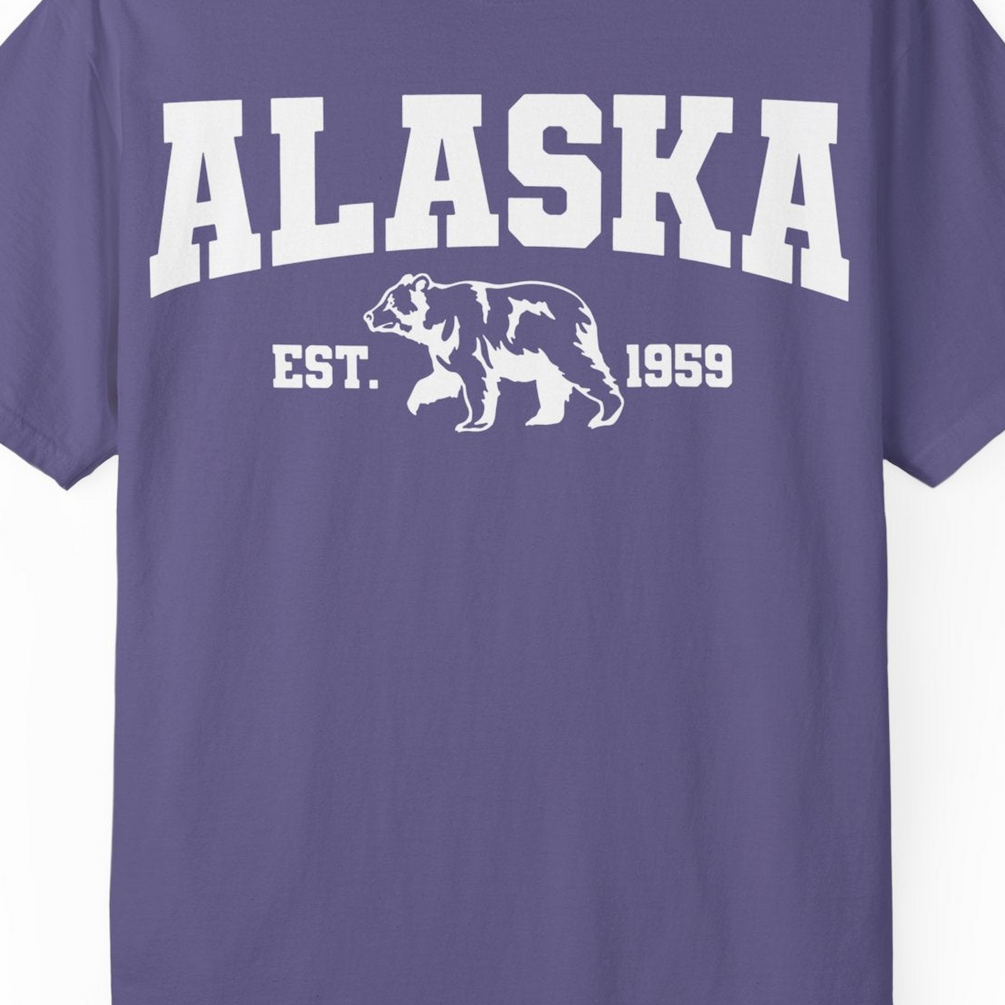 Vintage Alaska Bear Shirt T-Shirt – Grape – Alaska Cruise Shirts Close Up
