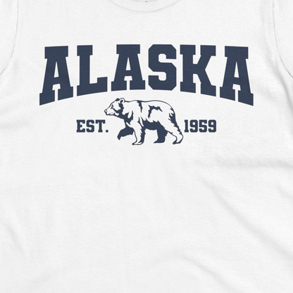 Vintage Alaska Bear Shirt T-Shirt – White – Alaska Cruise Shirts Close Up