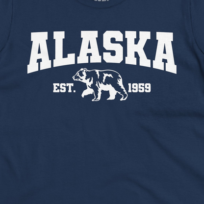 Vintage Alaska Bear Shirt T-Shirt – Navy – Alaska Cruise Shirts Close Up
