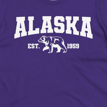 Vintage Alaska Bear Shirt T-Shirt – Purple – Alaska Cruise Shirts Close Up