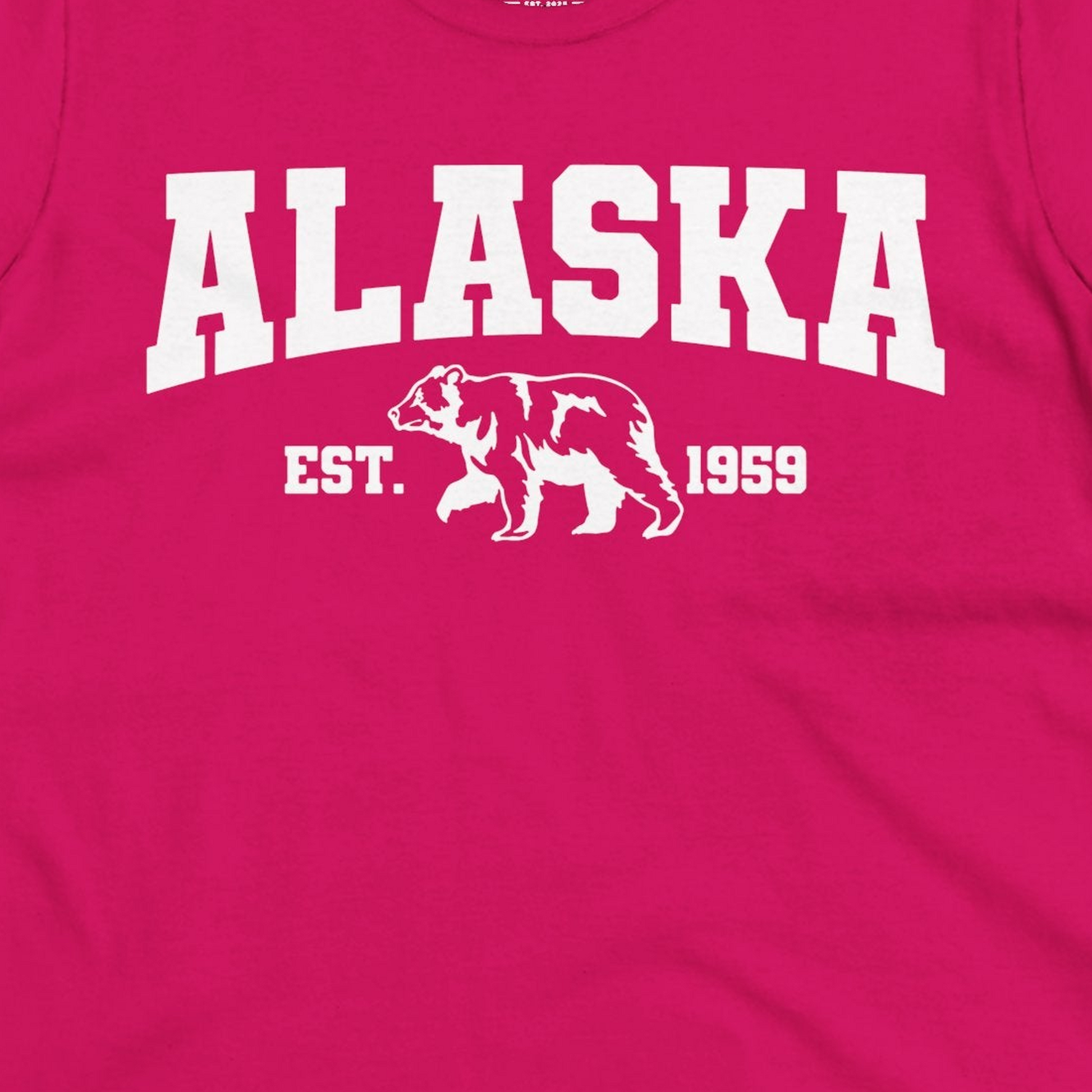 Vintage Alaska Bear Shirt T-Shirt – Heliconia – Alaska Cruise Shirts Close Up