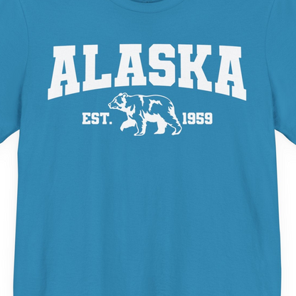 Vintage Alaska Bear Shirt T-Shirt – Aqua – Alaska Cruise Shirts Close Up