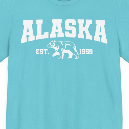 Vintage Alaska Bear Shirt T-Shirt – Turquoise – Alaska Cruise Shirts Close Up