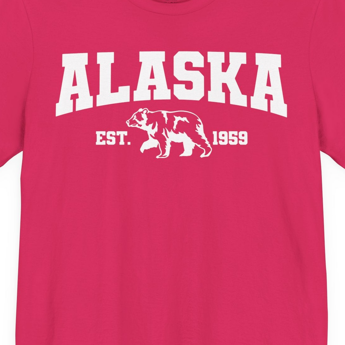 Vintage Alaska Bear Shirt T-Shirt – Fuchsia – Alaska Cruise Shirts Close Up