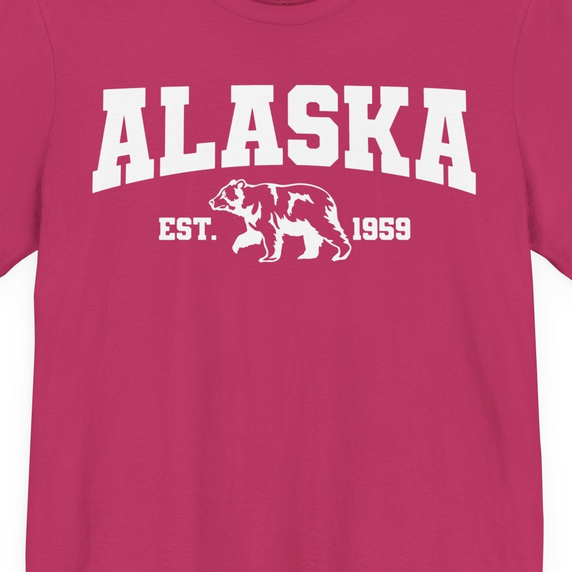 Vintage Alaska Bear Shirt T-Shirt – Berry – Alaska Cruise Shirts Close Up