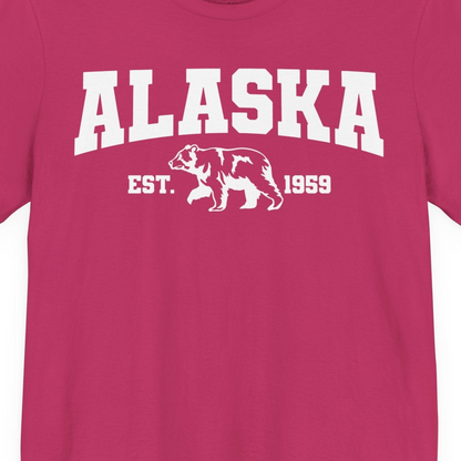 Vintage Alaska Bear Shirt T-Shirt – Berry – Alaska Cruise Shirts Close Up