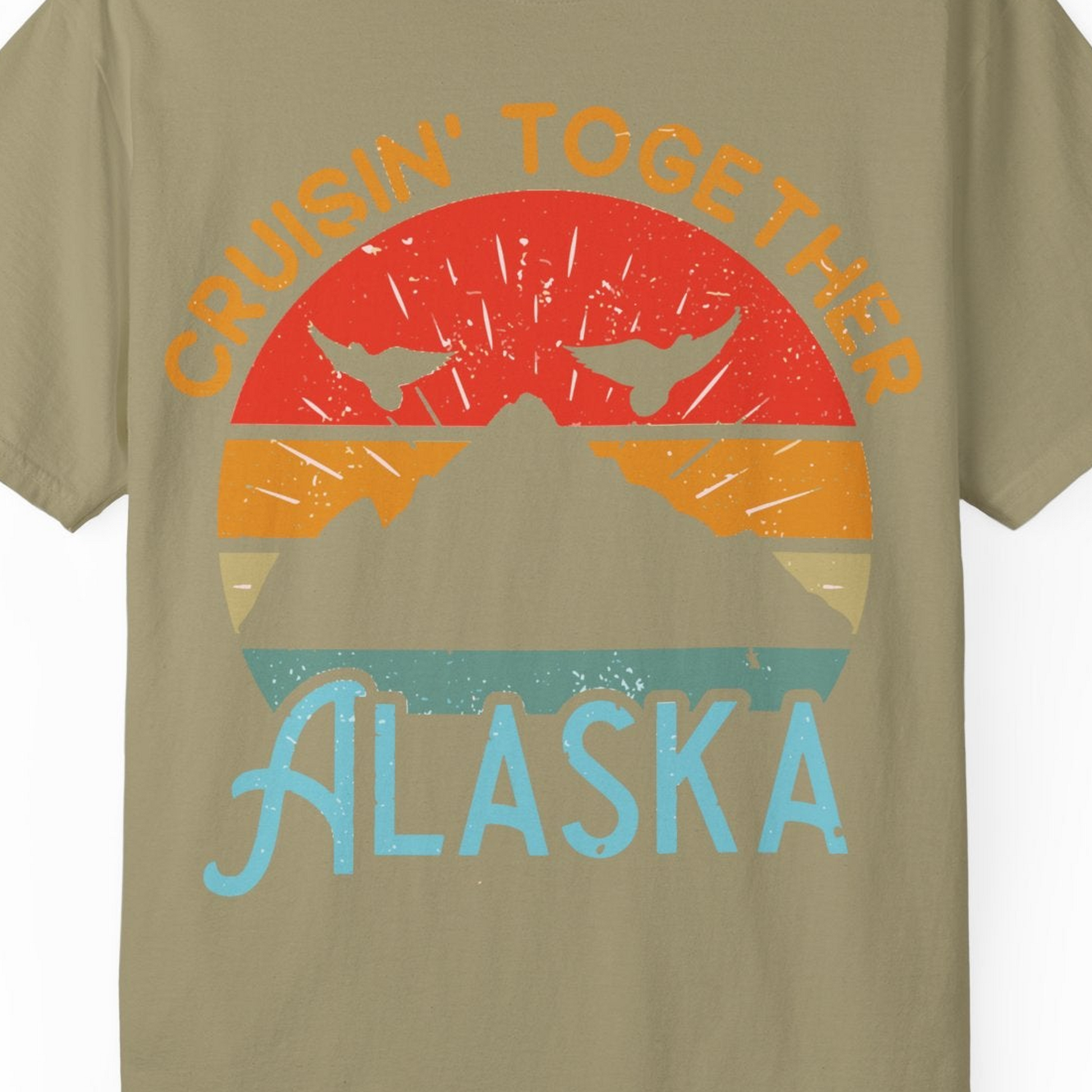 Retro Alaska Cruise Shirt T-Shirt – Khaki – Alaska Cruise Shirts Close Up