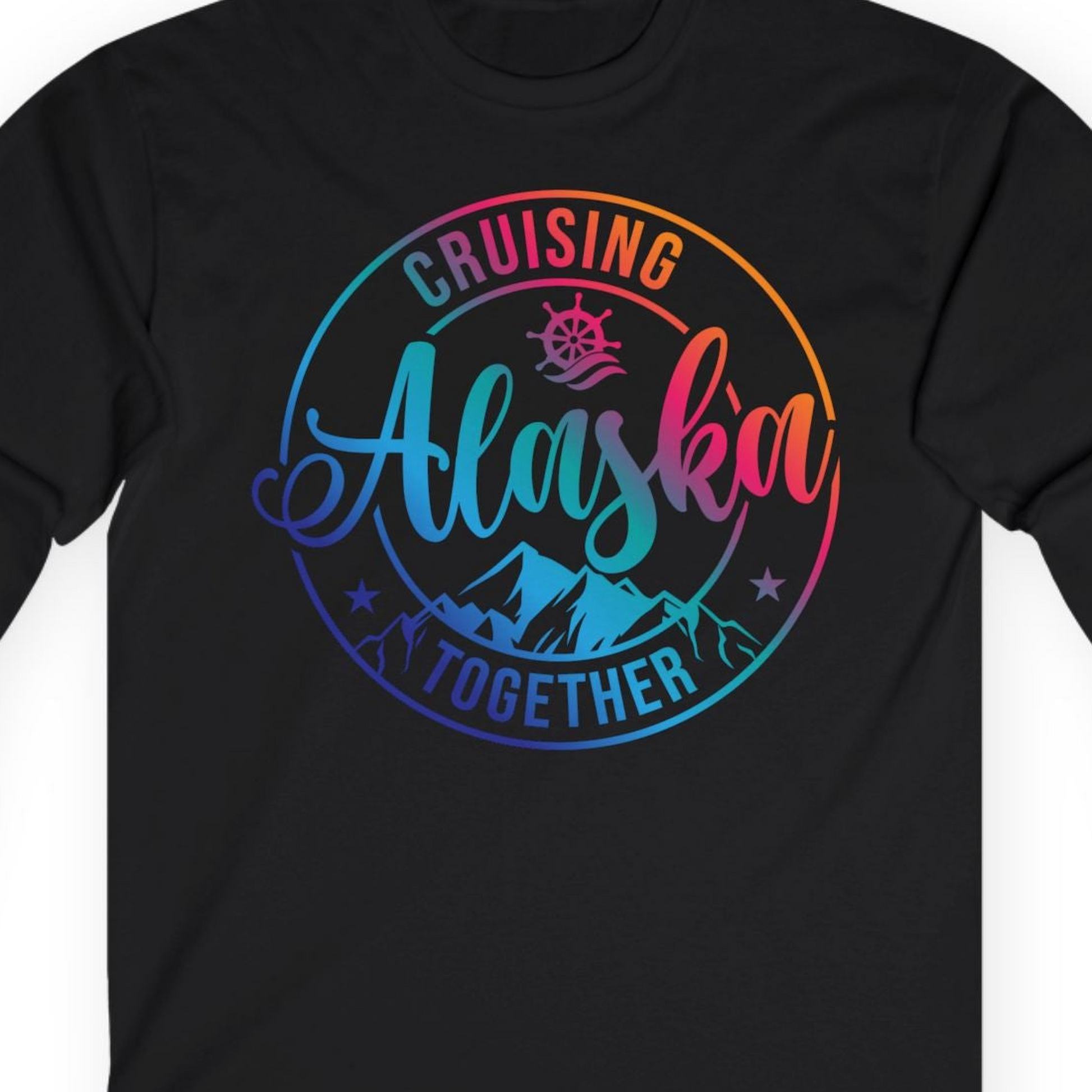Cruising Alaska Together Shirt T-Shirt – Black – Alaska Cruise Shirts Close Up