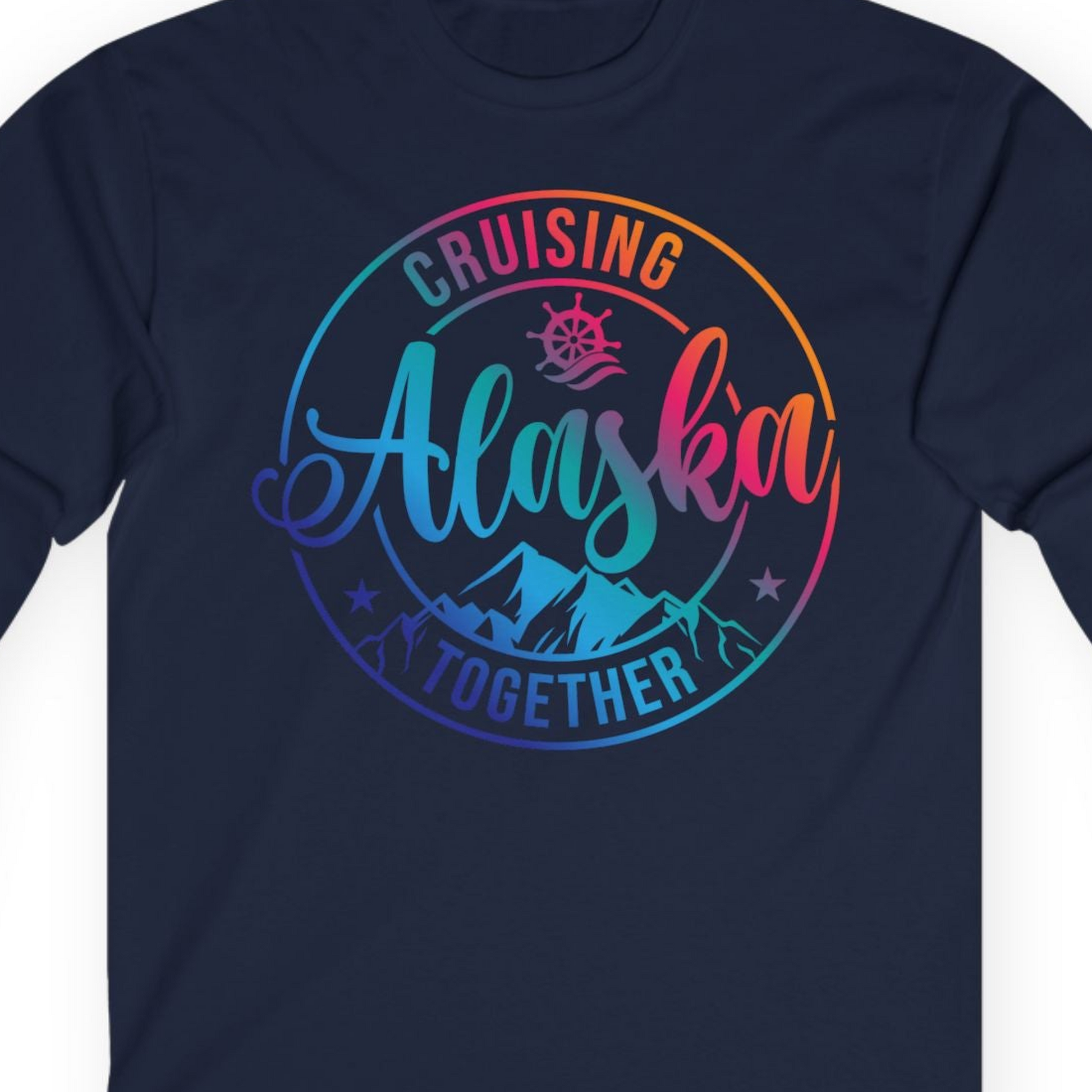 Cruising Alaska Together Shirt T-Shirt – Navy – Alaska Cruise Shirts Close Up