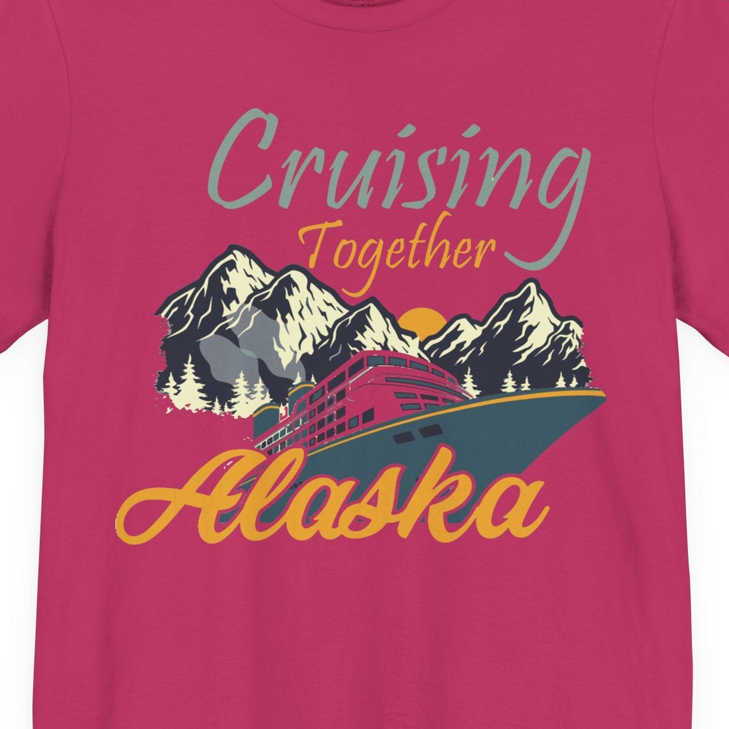 Cruising Together Alaska Mountains Family Alaska Cruise Adventure Shirt — Premium Tee T-Shirt – Berry – Alaska Cruise Shirts Close Up