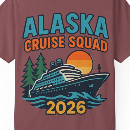 Alaska Cruise Squad Shirt T-Shirt – Brick – Alaska Cruise Shirts Close Up