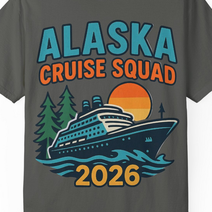 Alaska Cruise Squad Shirt T-Shirt – Pepper – Alaska Cruise Shirts Close Up