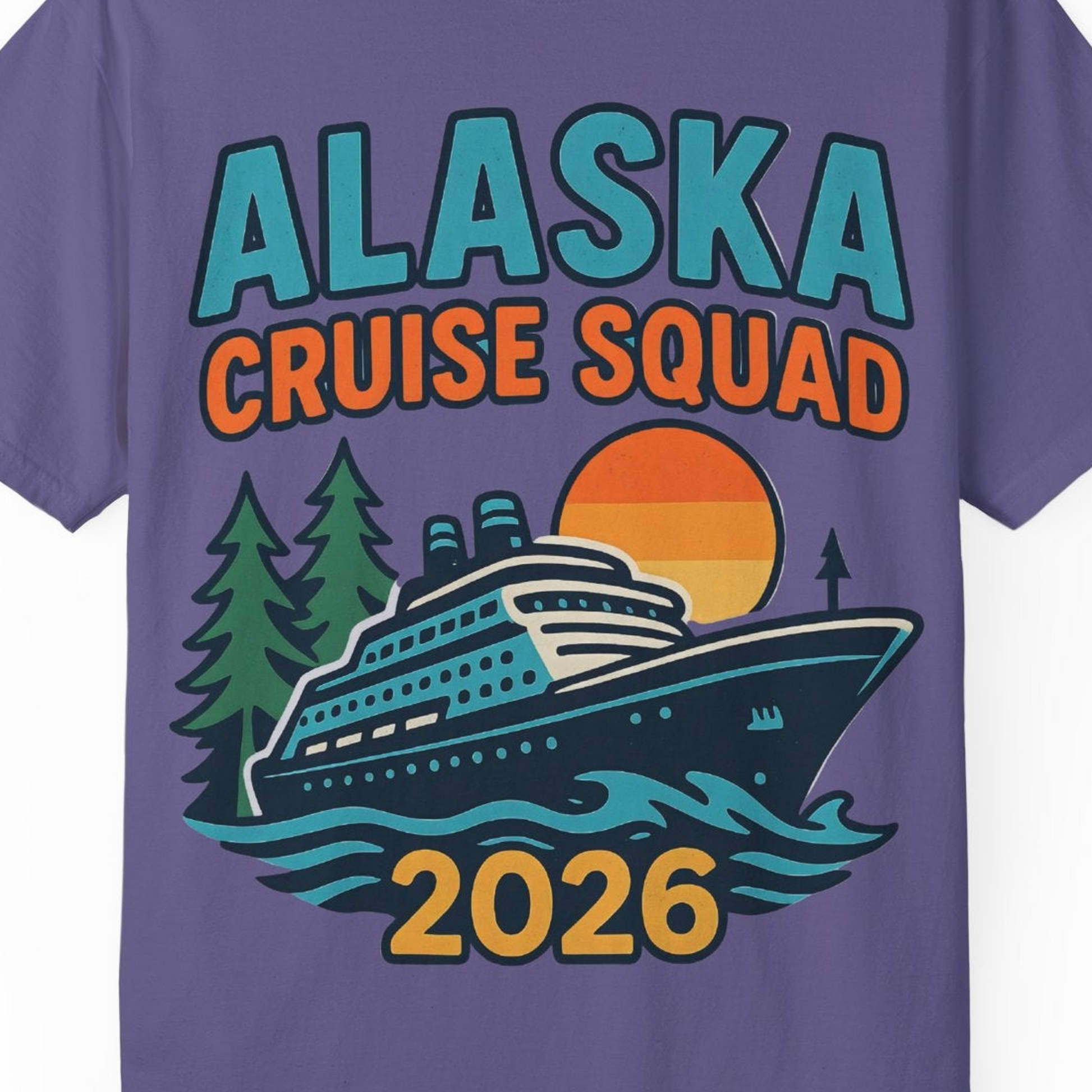 Alaska Cruise Squad Shirt T-Shirt – Grape – Alaska Cruise Shirts Close Up