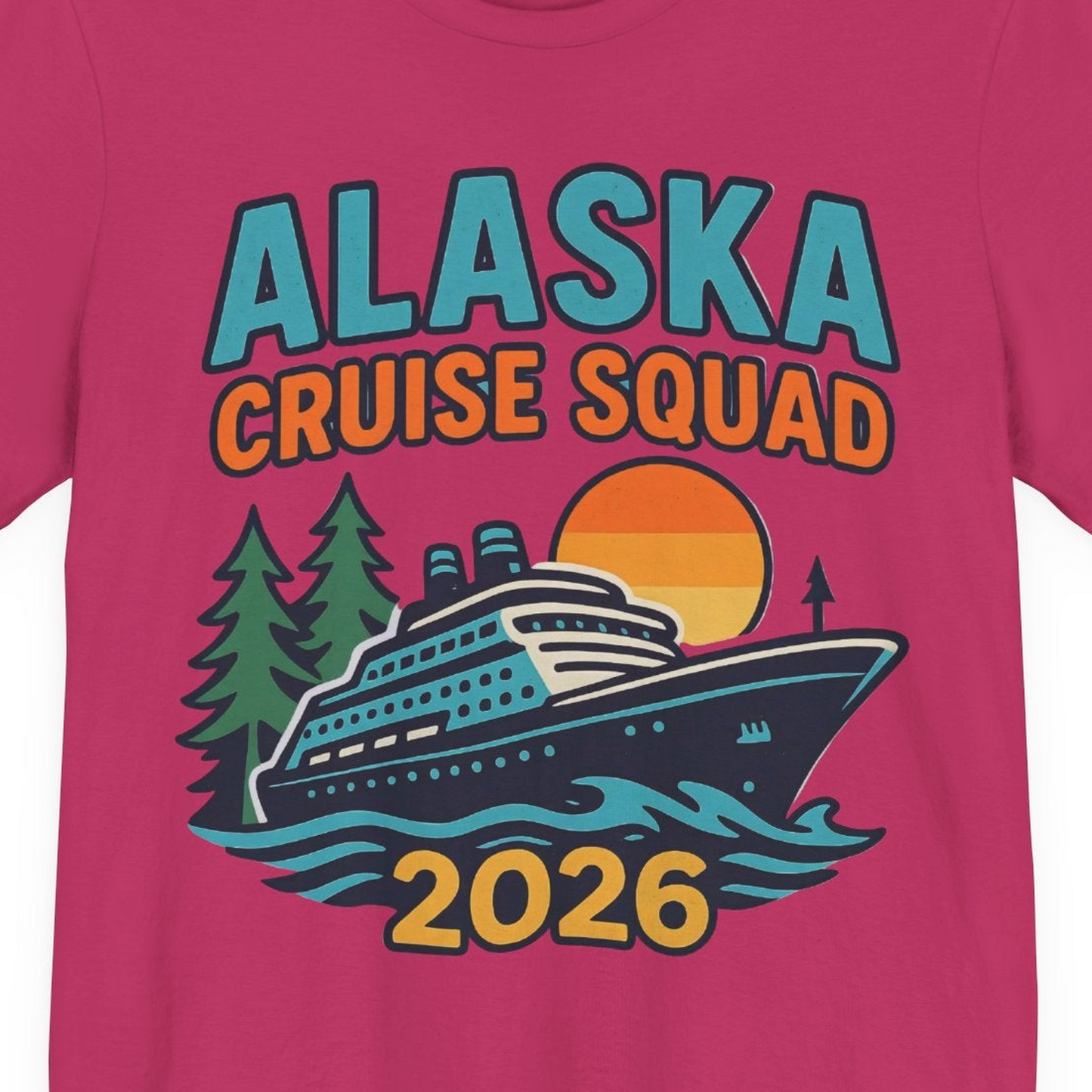 Alaska Cruise Squad Shirt T-Shirt – Berry – Alaska Cruise Shirts Close Up