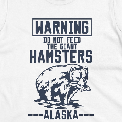 Funny Alaska Bear Warning Sign Shirt T-Shirt – White – Alaska Cruise Shirts Close Up